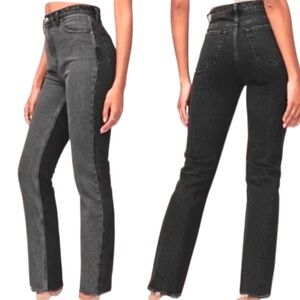 Abercrombie & Fitch Women's High-Rise Straight Leg Jeans - Washed Black